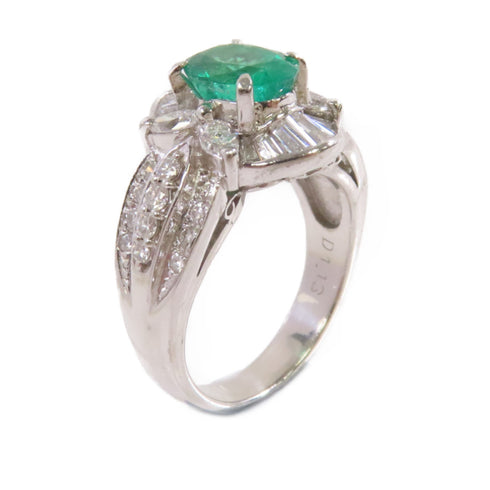 Fine Jewelry 1.27ct Emerald 1.13ct Diamond Ring US#5.75 18K White Gold