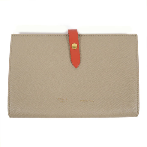CELINE GHW Long Wallet Calfskin Leather Brown/Red