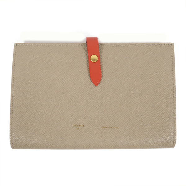 CELINE GHW Long Wallet Calfskin Leather Brown/Red