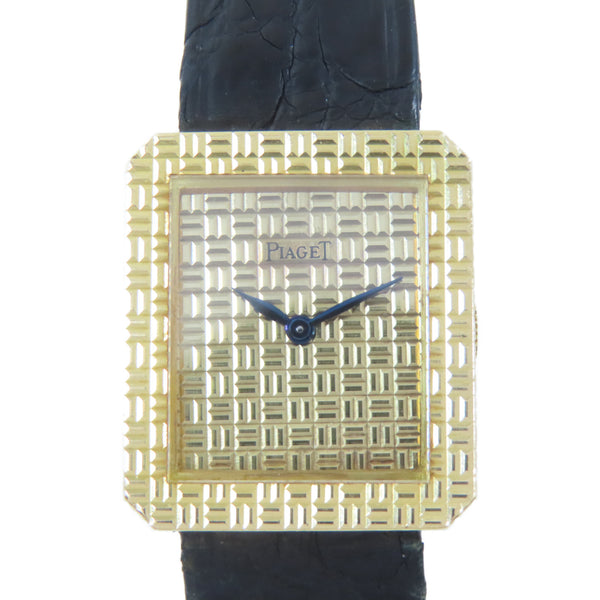 PIAGET Checkered Hand Volume Watch 41543 18K Yellow Gold