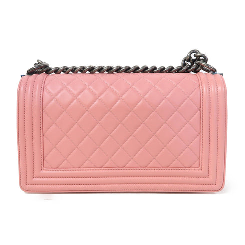 CHANEL Quilted CC SHW Boy 25 Chain Shoulder Bag A67086 Leather Pink