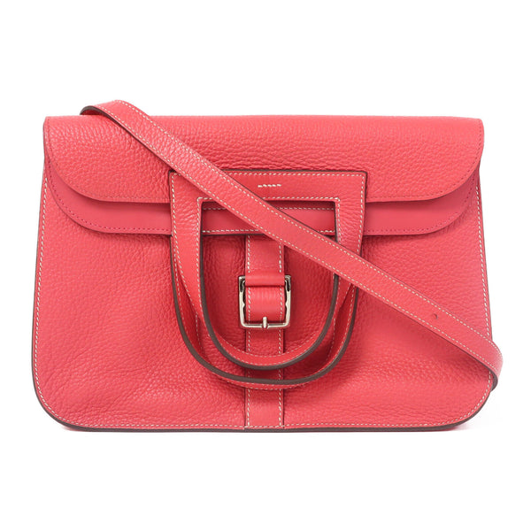 HERMES PHW Halzan 31 2 Way Shoulder Bag Clemence Leather Rose Extreme