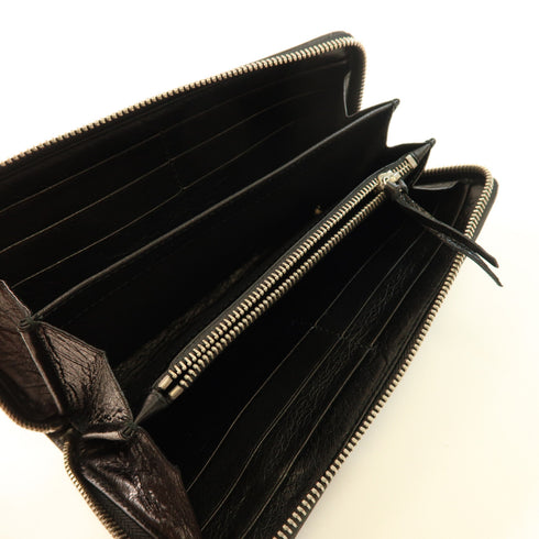 BALENCIAGA SHW Long Wallet Long Wallet Black Lambskin Leather 253036 Grey