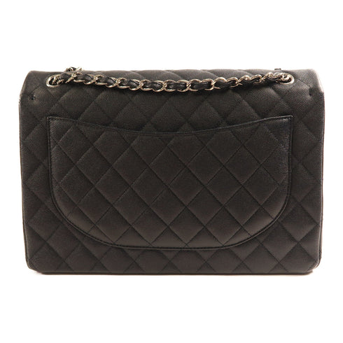 CHANEL CC SHW Maxi Classic Chain Shoulder Bag Calfskin Leather Navy