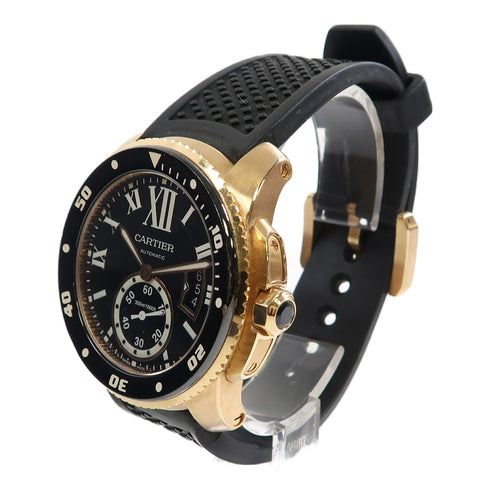 CARTIER Caliber de Cartier Automatic Watch W2CA0004 18K Pink Gold/Rubber Black