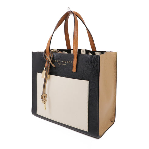 MARC JACOBS GHW 2way Shoulder Bag Calfskin Leather Brown White Black