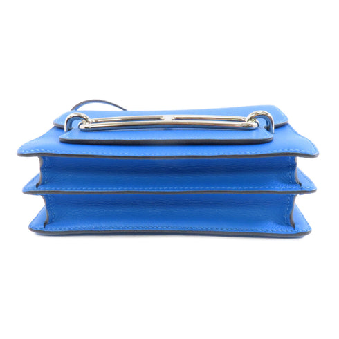 HERMES PHW Mini Roulis Shoulder Bag Evercolor Leather Bleu Zanzibar/Blue