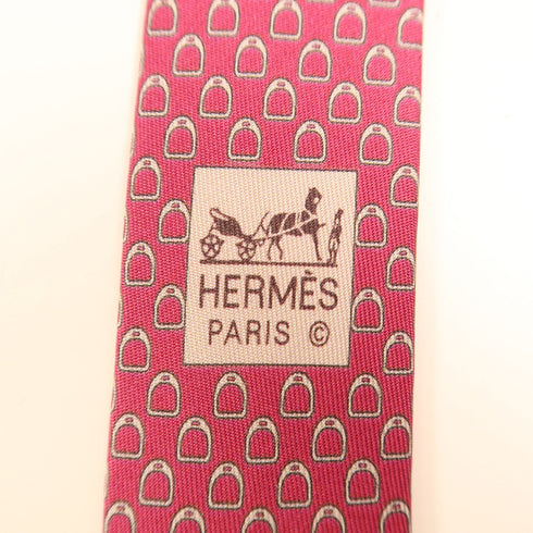 HERMES Tie Ties Silk Pink