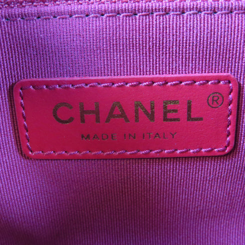 CHANEL Quilted CC GHW Coin Boston Shoulder Bag Caviar Leather Black