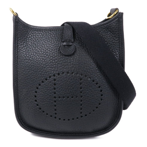 HERMES GHW Evelyne TPM Shoulder Bag Clemence Leather Black v1