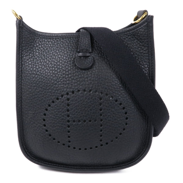 HERMES GHW Evelyne TPM Shoulder Bag Clemence Leather Black v1