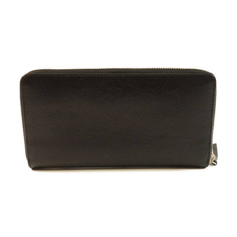 BALENCIAGA SHW Long Wallet Long Wallet Black Lambskin Leather 253036 Grey