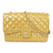 CHANEL Quilted CC GHW Jumbo Classic Chain Shoulder Bag Patent Leather Yellow