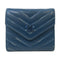 CHANEL Herringbone CC SHW Wallet Calfskin Leather Blue