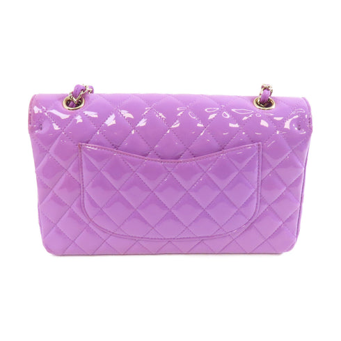 CHANEL Quilted CC GHW Classic Chain Shoulder Bag Patent Leather Purple