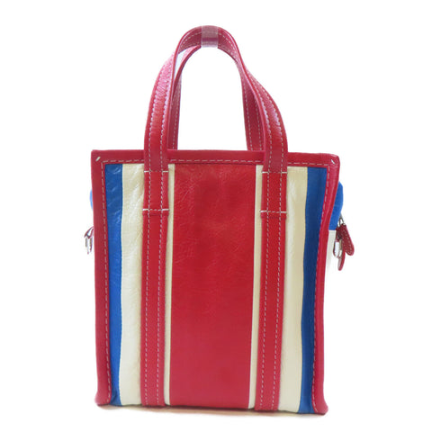 BALENCIAGA SHW Bazar 2 Way Shoulder Handbag 513989 Calfskin Leather Red White