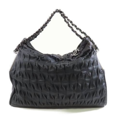 CHANEL CC SHW Chain Shoulder Bag Leather Black