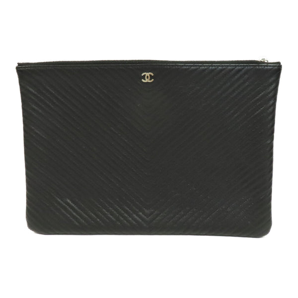CHANEL CC SHW Pouch Calfskin Leather Black
