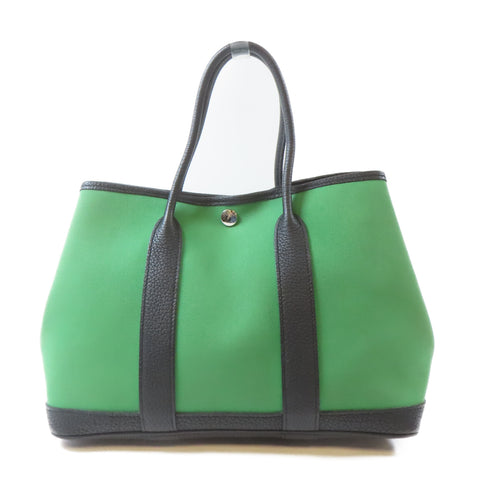 HERMES PHW Garden Party TPM Tote Bag Handbag Canvas Cactus Green