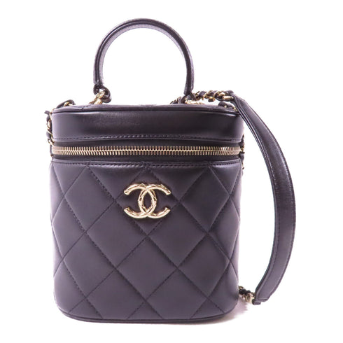 CHANEL Quilted CC GHW Trendy CC Vaity Case 2 Way Bag AS1626 Lambskin Black
