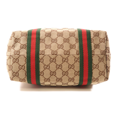 GUCCI GHW Shoulder Tote Bag 162899 GG Canvas