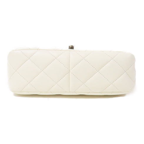 CHANEL Quilted CC GHW SHW Flap Bag 2022 Chain Shoulder Lambskin Leather White