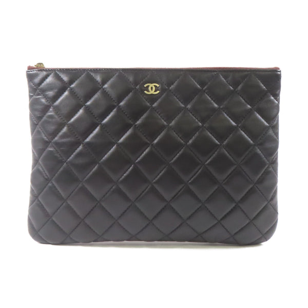 CHANEL CC GHW Clutch Bag A82545 Lambskin Leather Black