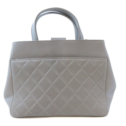 CHANEL Quilted CC GHW 2 Way Chain Shoulder Bag A93750 Calfskin Leather Grey