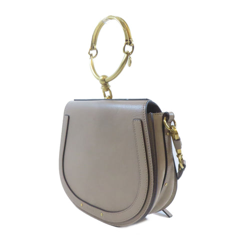 CHLOE GHW Nile Medium 2 Way Shoulder Handbag Leather Gray