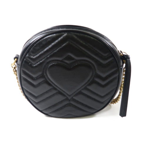 GUCCI GG Marmont GHW Chain Shoulder Bag 550154 Calfskin Leather Black