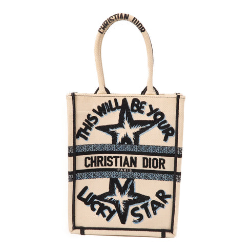 Christian Dior CD Book Tote Bag M1272ZRGV Canvas White Black