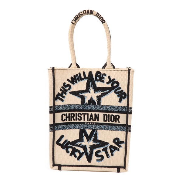 Christian Dior CD Book Tote Bag M1272ZRGV Canvas White Black