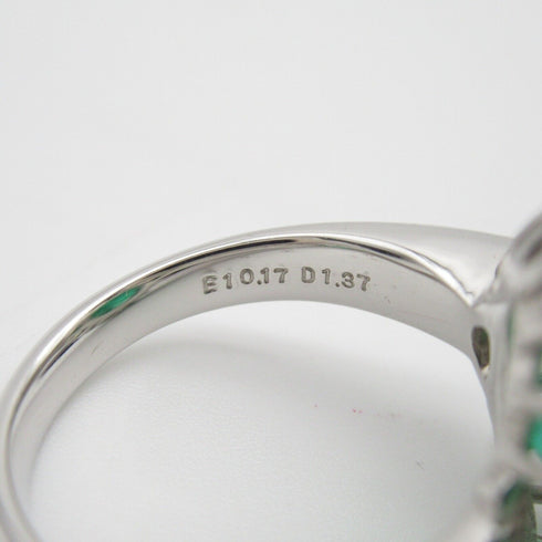 FINE JEWELRY 10.17ct Emerald 1.37 Diamond Ring PT900 Platinum US#6