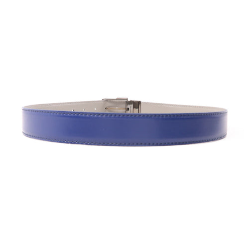 VERSACE Belt Leather Blue/Gray/Silver
