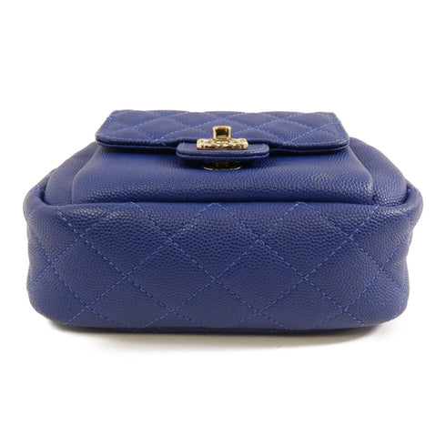 CHANEL Quilted CC GHW Chain Shoulder Bag Crossbody Calfskin Leather Blue