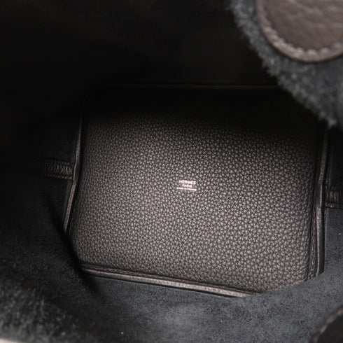 HERMES PHW Picotin MM Tote Bag Clemence Leather Noir/Black