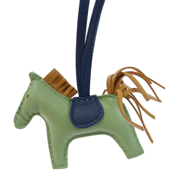HERMES Rodeo PM Charm Veau Swift Leather Vert Criquet/Sesame/Bleu De Malte