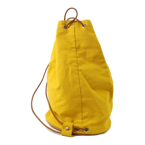 HERMES SHW Bucket Backpack Shoulder Bag Canvas Yellow