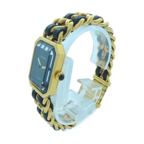 CHANEL CC Premier L Quartz Watch H0001 Gold Plated Black