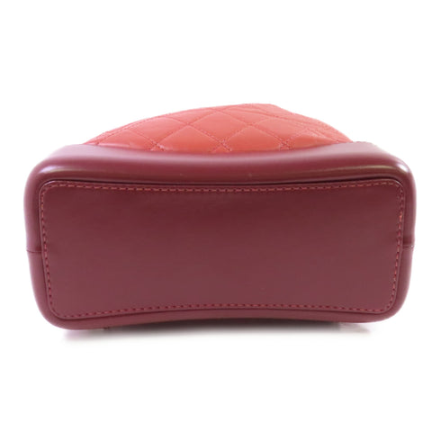 CHANEL Quilted SHW CC Gabrielle Backpack Rucksack Calfskin Leather Wine-Red