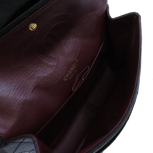 CHANEL Quilted CC GHW 2.55 Medium Shoulder Bag Lambskin Leather A37587 Black