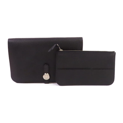 HERMES PHW Dogon Wallet Long Wallet Togo Leather Noir Black