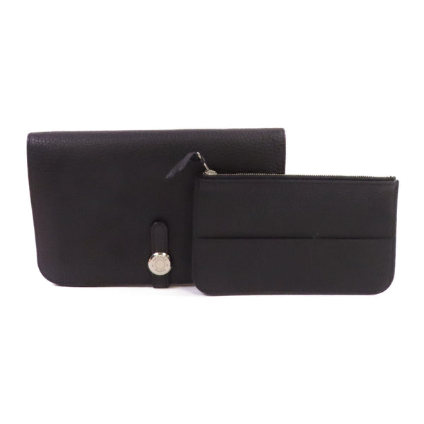 HERMES PHW Dogon Wallet Long Wallet Togo Leather Noir Black