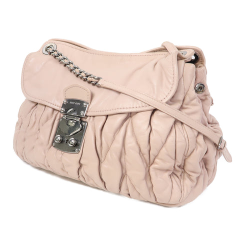 Miu Miu SHW Chain Shoulder Bag Calfskin Leather Pink v1