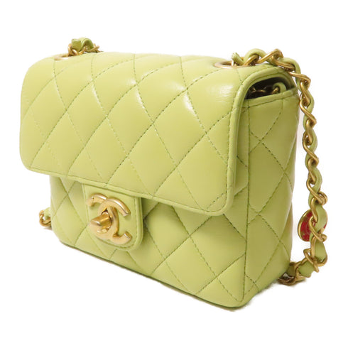 CHANEL Quilted CC GHW Chain Shoulder Bag AS3738 Lambskin Leather Green