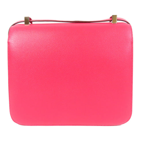 HERMES PHW Constance 24 Shoulder Bag Veau Epsom Leather Pink