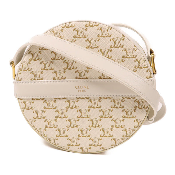CELINE Round Purse On Strap Shoulder Bag 10G342DSF.01WW Coated Canvas Leather
