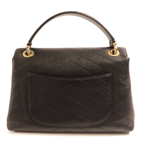 CHANEL CC GHW 2 Way Shoulder Bag Handbag Leather Black