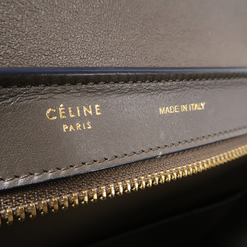 CELINE GHW Trapeze 2 Way Shoulder Bag Handbag Calfskin Leather Beige