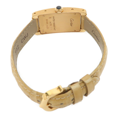 CARTIER Tank American Quartz Watch W2607456 18K Yellow Gold White